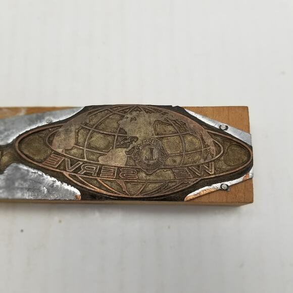 Vintage Lions Club, Ink Stamp, Wood Block, We Serve, Imprint - Picture 3 of 4